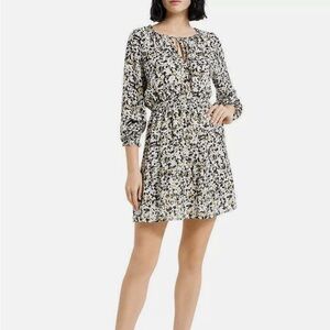 THEORY Gathered Shirt Dress in Floral Silk Crepe, Size Large